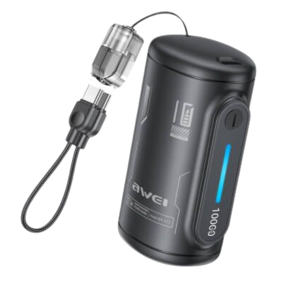 Išorinė baterija Awei WP-117 10000mAh 22.5W 3C 2xUSB-C juodos spalvos aprašymas - Prekės nuotrauka
