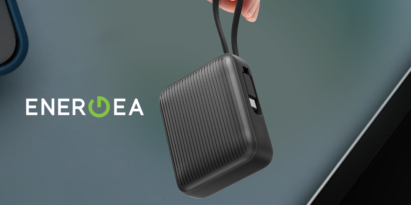Išorinė baterija Energea Integra Mini 35 10000mAh su USB-C PD35W laidu, pilkos spalvos aprašymas - Prekės nuotrauka