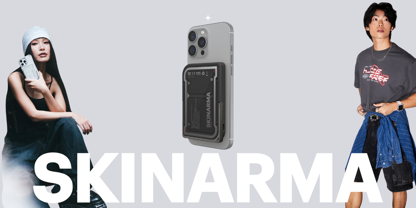 „Skinarma Nexus Mecha“ magnetinis stovas „MagSafe“ 5000 mAh USB-C PD 20W juodas aprašymas - Prekės nuotrauka