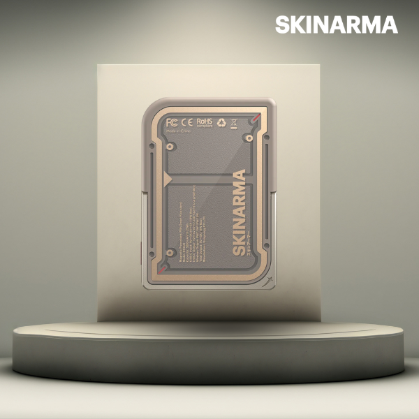 Išorinė baterija Skinarma Nexus Mecha Magnetic su atlenkiamu stovu 5000mAh 20W PD USB-C MagSafe aukso spalvos aprašymas - Prekės nuotrauka