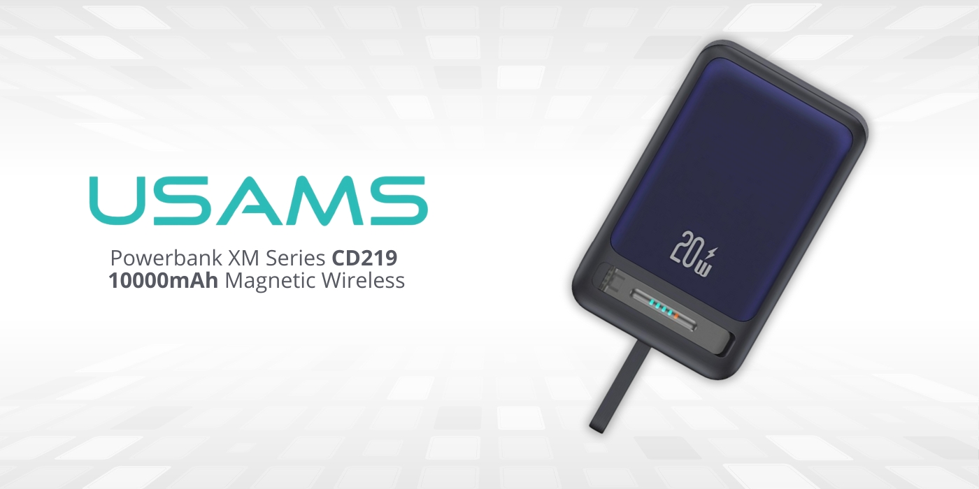 Išorinė baterija USAMS XM Series CD219 10000mAh magnetinė belaidė, juodos spalvos aprašymas - Prekės nuotrauka