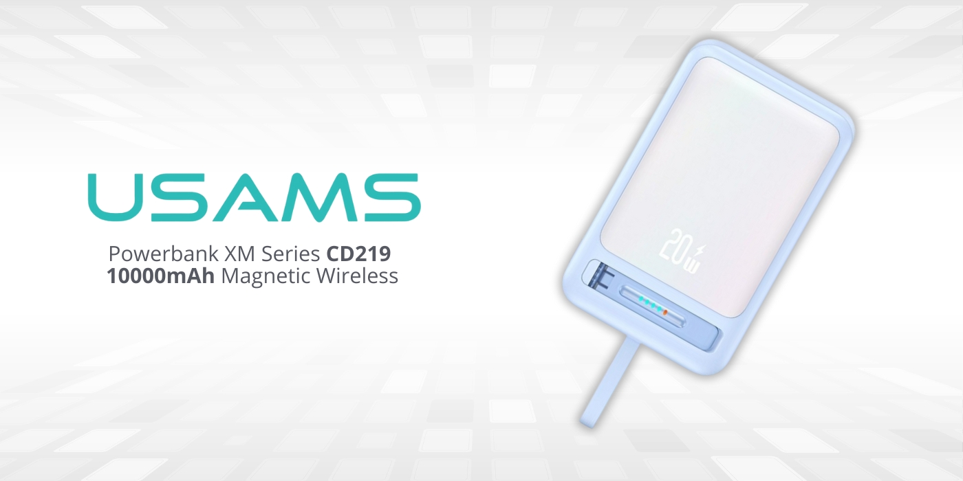 Išorinė baterija USAMS XM Series CD219 10000mAh magnetinė belaidė, mėlynos spalvos aprašymas - Prekės nuotrauka