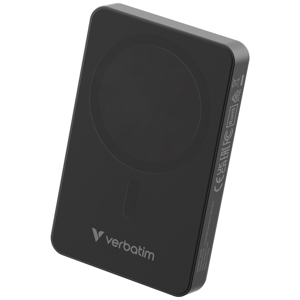 Išorinė baterija Verbatim Charge n Go Essentials 10000mAh magnetinė belaidė, juodos spalvos 32227 aprašymas - Prekės nuotrauka