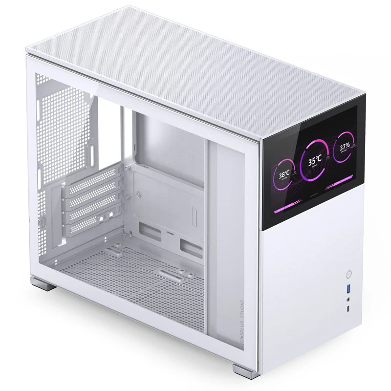 Jonsbo D31 Screen obudowa Micro–ATX, Tempered Glass – balta aprašymas - Prekės nuotrauka