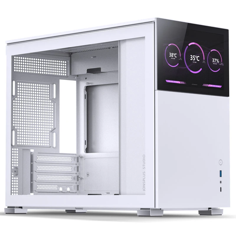 Jonsbo D31 Screen obudowa Micro–ATX, Tempered Glass – balta aprašymas - Prekės nuotrauka