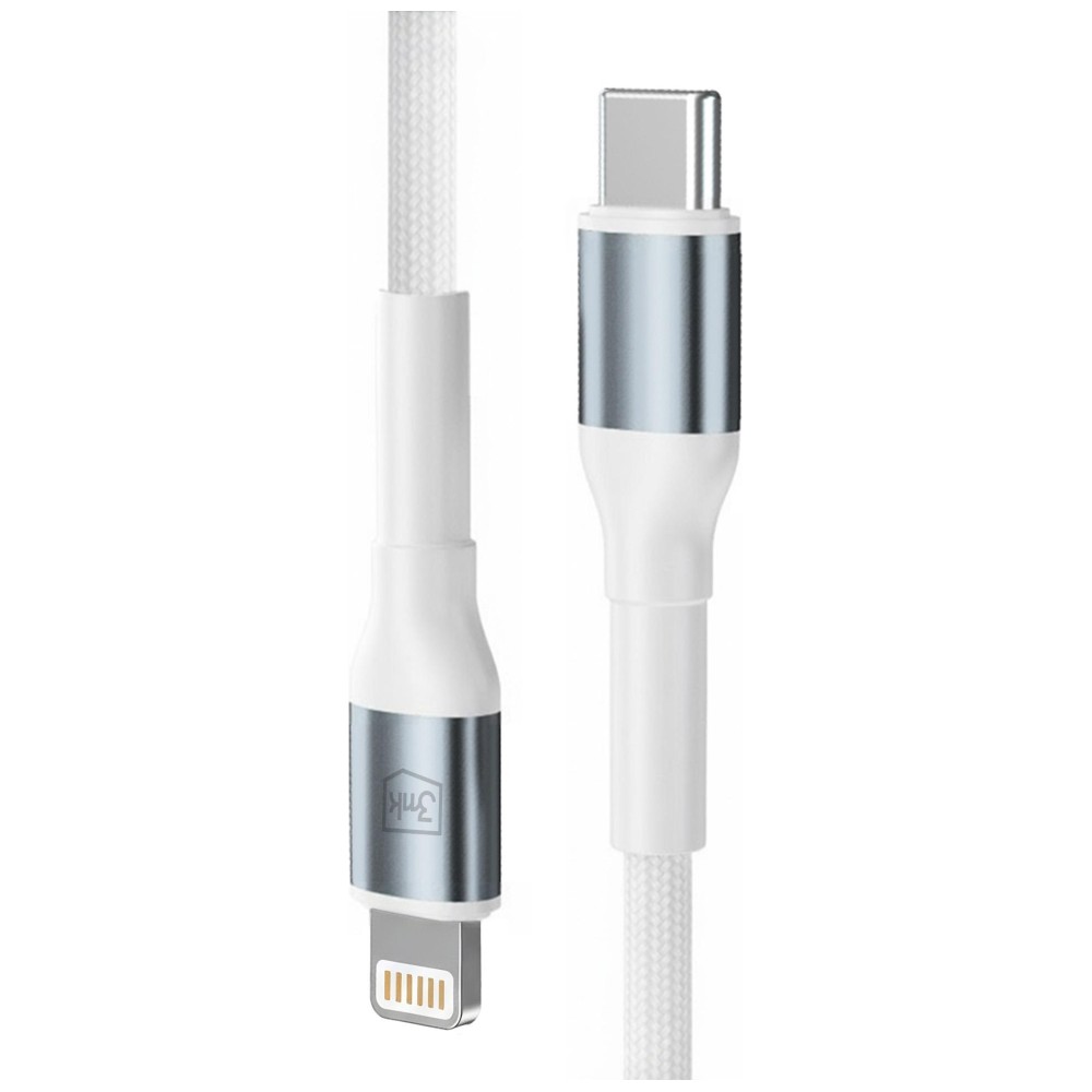 3mk Hyper Cable N-SERIES USB-C to Lightning 0.5m PD 3.0 9V/3A 27W Baltas aprašymas - Prekės nuotrauka