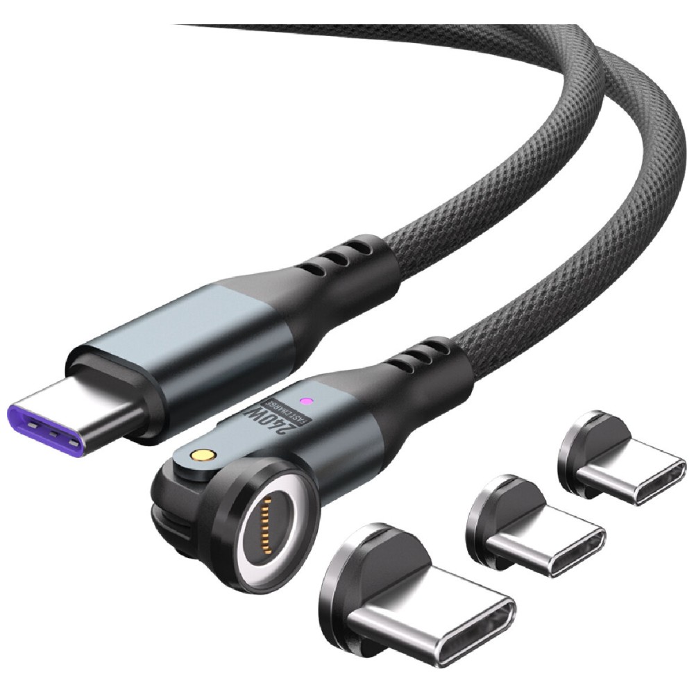 Kabelis 4smarts 540° Magnetic USB-C Kabelis Set GravityCord 240W 1.8m juodos spalvos aprašymas - Prekės nuotrauka Kabelis 4smarts 540° Magnetic USB-C Kabelis Set GravityCord 240W 1.8m juodos spalvos aprašymas - Prekės nuotrauka