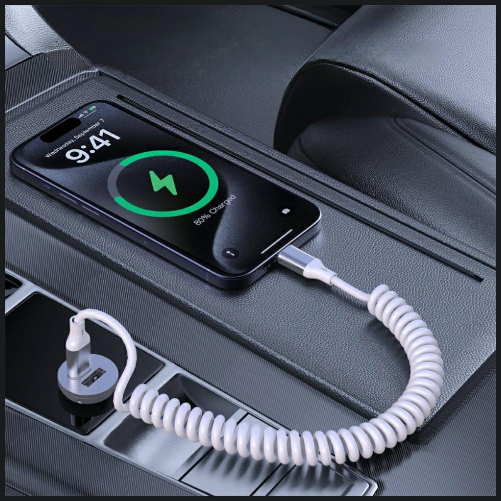 Kabelis 4smarts spiralinis USB-C į USB-C 240W baltas aprašymas - Prekės nuotrauka