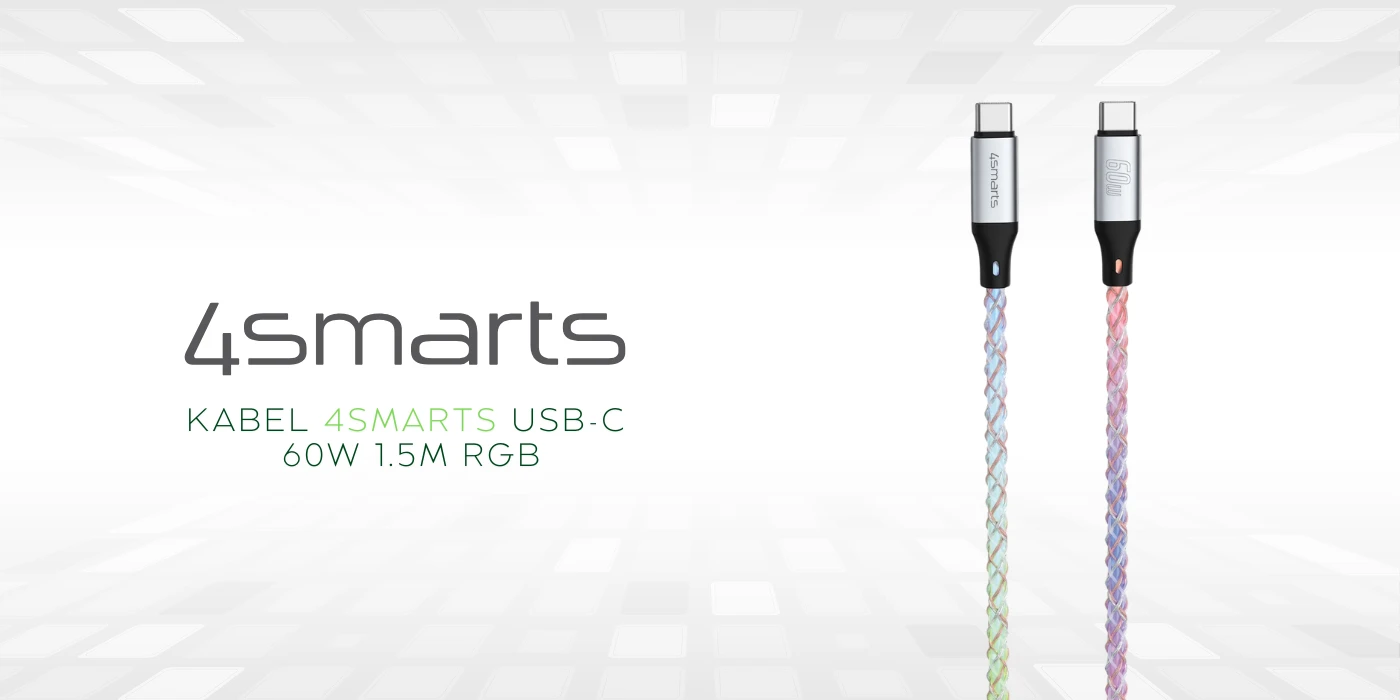 Kabelis 4smarts USB-C 60W 1.5m RGB aprašymas - Prekės nuotrauka