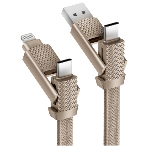 Energea Kabelis Bazic GoCharge Alucable 4in1 (USB-A/USB-C - USB-C/Lightning) 15cm 60W 3A PD Fast Charge auksinis aprašymas - Prekės nuotrauka Energea Kabelis Bazic GoCharge Alucable 4in1 (USB-A/USB-C - USB-C/Lightning) 15cm 60W 3A PD Fast Charge auksinis aprašymas - Prekės nuotrauka