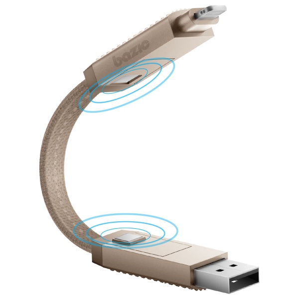 Energea Kabelis Bazic GoCharge Alukabelis 4in1 (USB-A/USB-C – USB-C/Lightning) 15cm 60W 3A PD Fast Charge auksinis aprašymas - Prekės nuotrauka