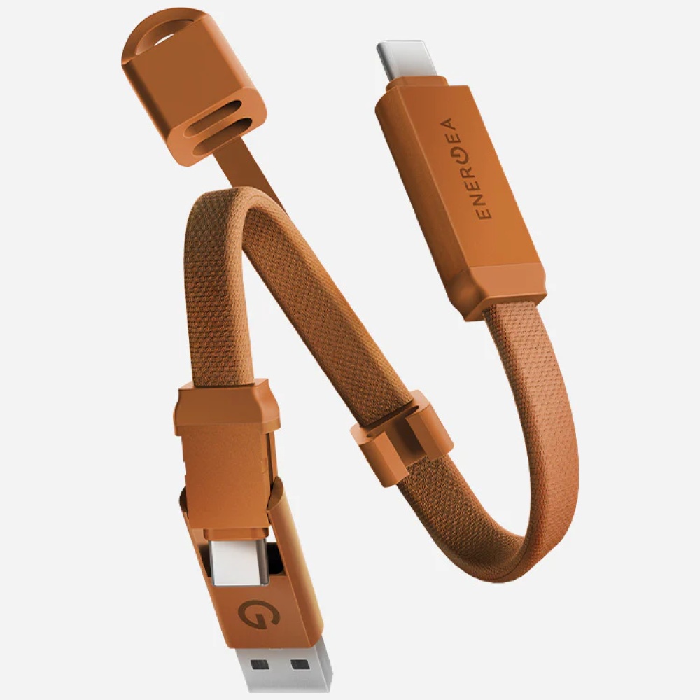 Kabelis Energea Sheath Key 2in1 USB-C į USB-C/USB-A 480Mbps 60W 15cm oranžinės spalvos aprašymas - Prekės nuotrauka