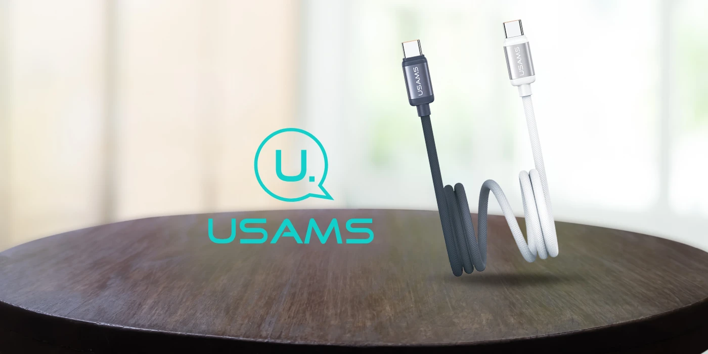 Kabelis USAMS Bicolor Series SJ756 PD 60W USB-C/USB-C 1.2m juodos spalvos ir baltos spalvos aprašymas - Prekės nuotrauka