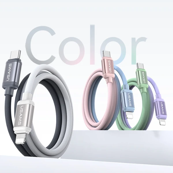 Kabelis USAMS Bicolor Series SJ757 PD 30W USB-C/Lightning 1.2m juodos spalvos ir baltos spalvos aprašymas - Prekės nuotrauka