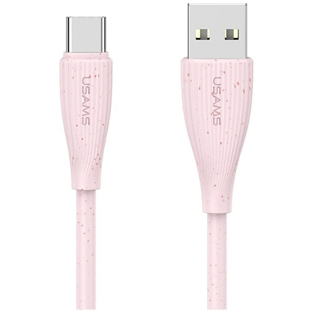 Kabelis USAMS Žalias Series SJ714 18W 3A USB-A į USB-C 1m rožinės spalvos aprašymas - Prekės nuotrauka