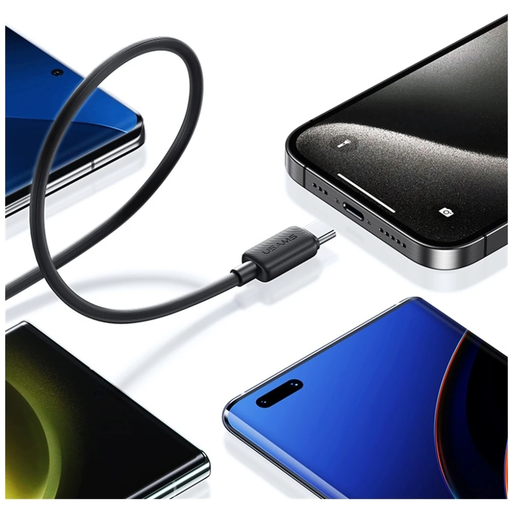 Kabelis USAMS KY Series US-SJ691 60W USB-C į USB-C 1m juodos spalvos aprašymas - Prekės nuotrauka