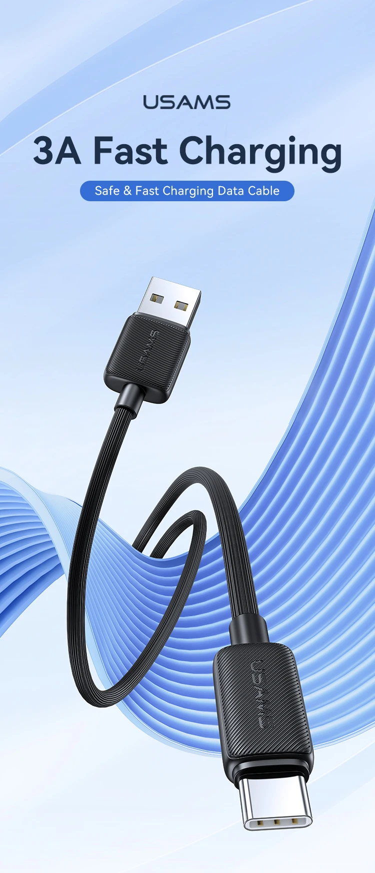 Kabelis USAMS KY Series US-SJ693 3A USB-C į USB-A 2m baltos spalvos aprašymas - Prekės nuotrauka Kabelis USAMS KY Series US-SJ693 3A USB-C į USB-A 2m baltos spalvos aprašymas - Prekės nuotrauka