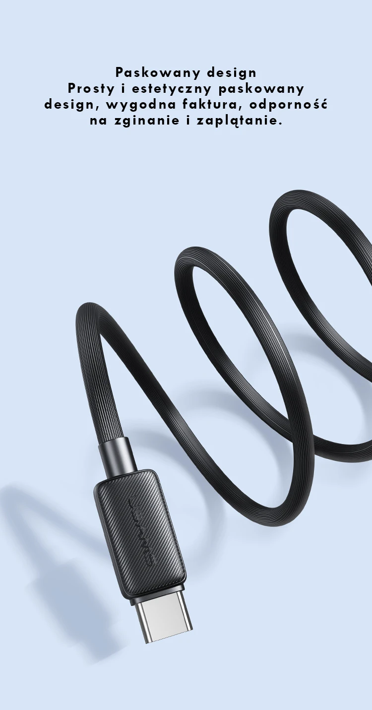 Kabelis USAMS KY Series US-SJ696 60W USB-C į USB-C 2m baltos spalvos aprašymas - Prekės nuotrauka