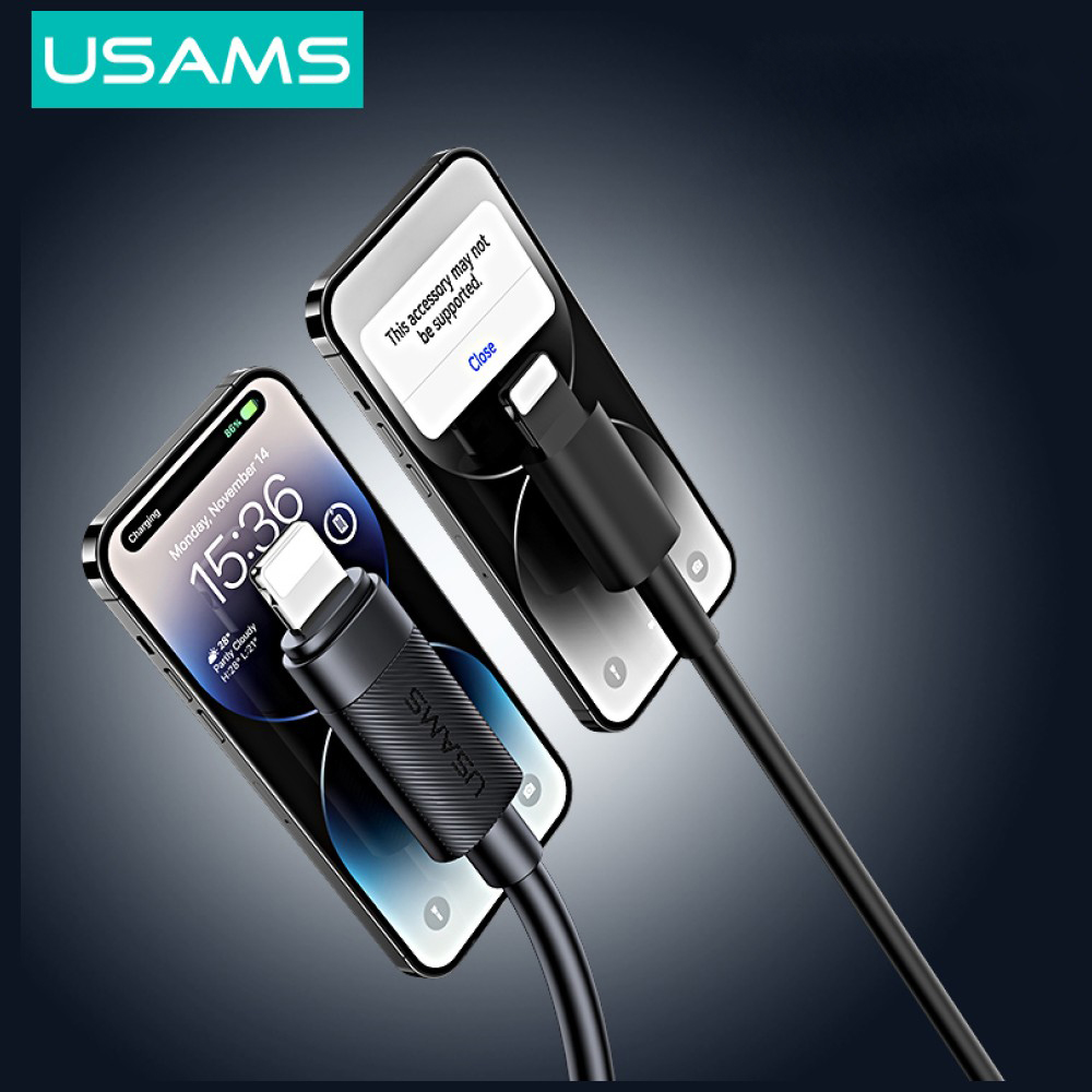 Kabelis USAMS U94 30W USB-C į Lightning 1m juodos spalvos aprašymas - Prekės nuotrauka Kabelis USAMS U94 30W USB-C į Lightning 1m juodos spalvos aprašymas - Prekės nuotrauka