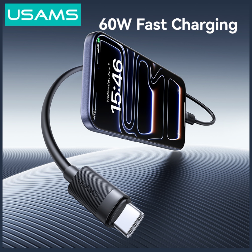 Kabelis USAMS U94 60W USB-C to USB-C 1m juodos spalvos aprašymas - Prekės nuotrauka Kabelis USAMS U94 60W USB-C to USB-C 1m juodos spalvos aprašymas - Prekės nuotrauka