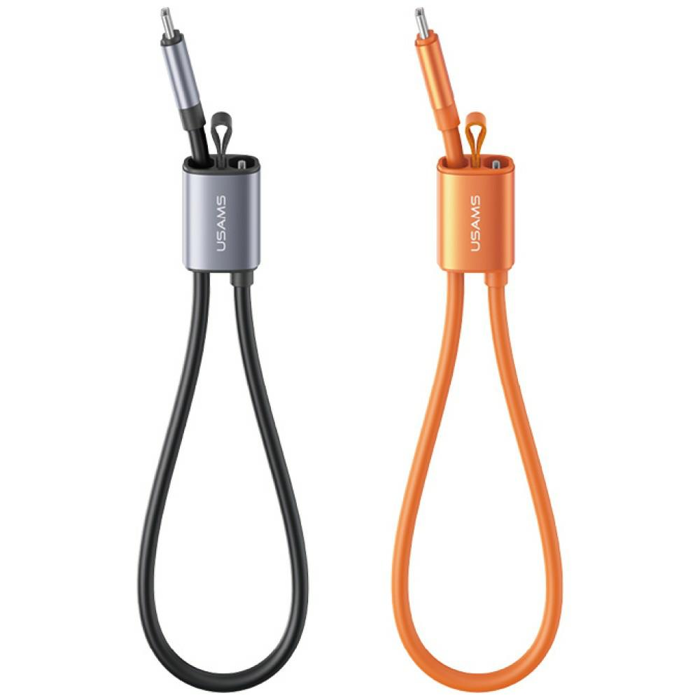 Kabelis USAMS U97 60W USB-C į USB-C su dirželiu 30cm tamsiai pilkas aprašymas - Prekės nuotrauka