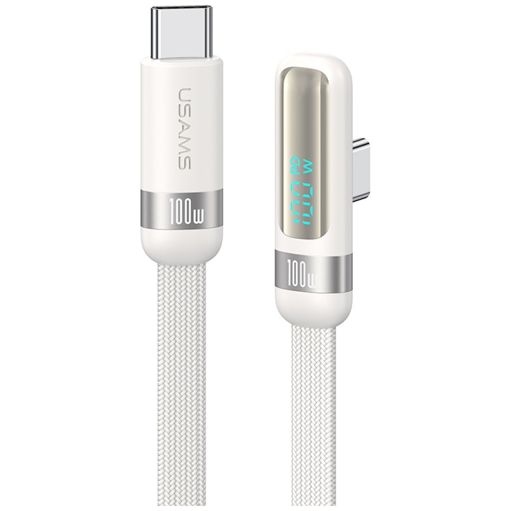 Kabelis USAMS US-SJ653 PD 100W USB-C/USB-C baltos spalvos aprašymas - Prekės nuotrauka