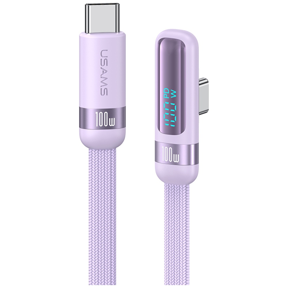 Kabelis USAMS US-SJ653 PD 100W USB-C/USB-C violetinės spalvos aprašymas - Prekės nuotrauka