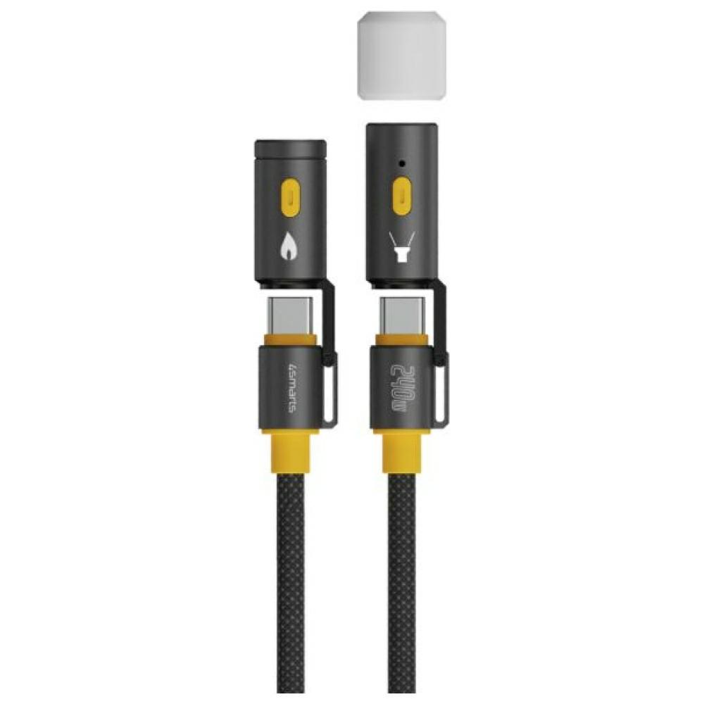 Kabelis USB-C 4smarts Explorer 3in1 240W 1.5m juodos spalvos aprašymas - Prekės nuotrauka Kabelis USB-C 4smarts Explorer 3in1 240W 1.5m juodos spalvos aprašymas - Prekės nuotrauka