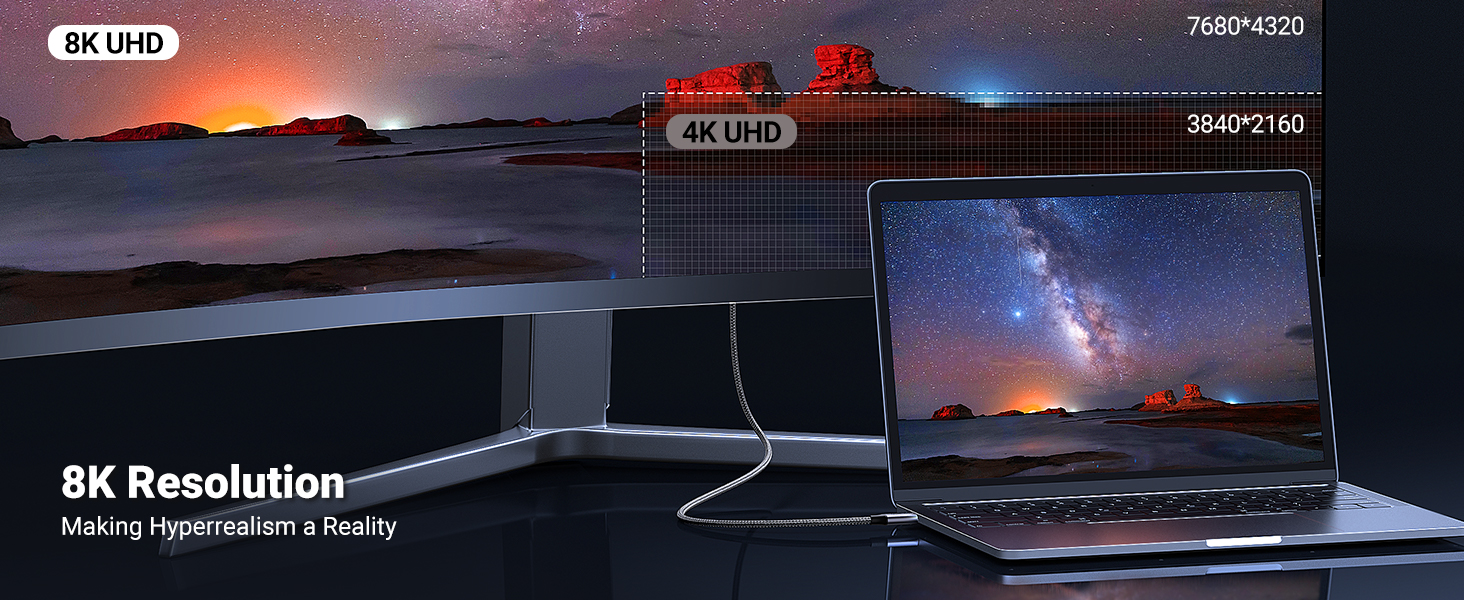 Kabelis USB C kištukas – DisplayPort kištukas 8K 60Hz 2m, juodas CM556 UGREEN aprašymas - Prekės nuotrauka