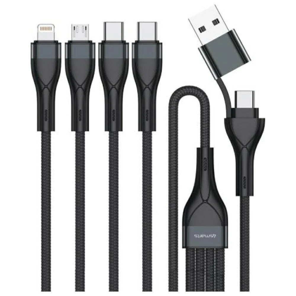 Kabelis USB-C/USB-A 4smarts 4in1 1.2m juodos spalvos aprašymas - Prekės nuotrauka Kabelis USB-C/USB-A 4smarts 4in1 1.2m juodos spalvos aprašymas - Prekės nuotrauka