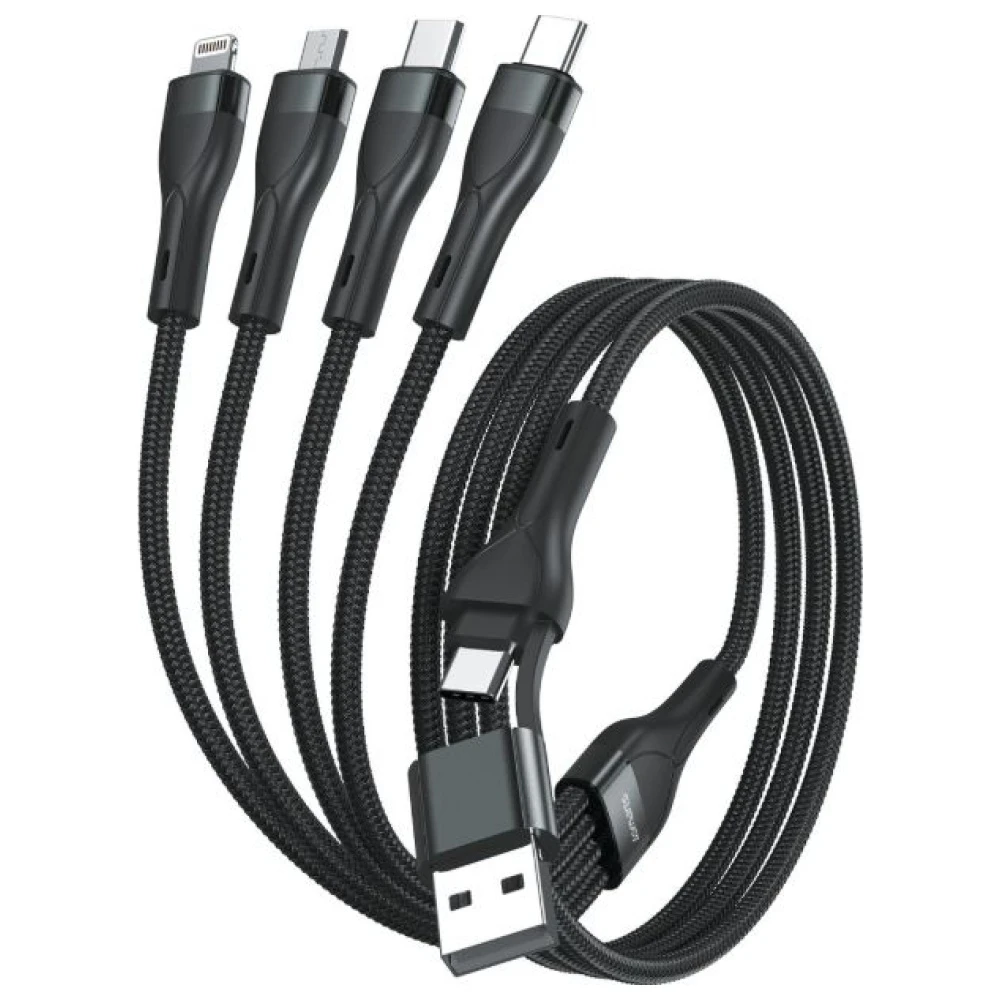 Kabelis USB-C/USB-A 4smarts 4in1 1.2m juodos spalvos aprašymas - Prekės nuotrauka Kabelis USB-C/USB-A 4smarts 4in1 1.2m juodos spalvos aprašymas - Prekės nuotrauka