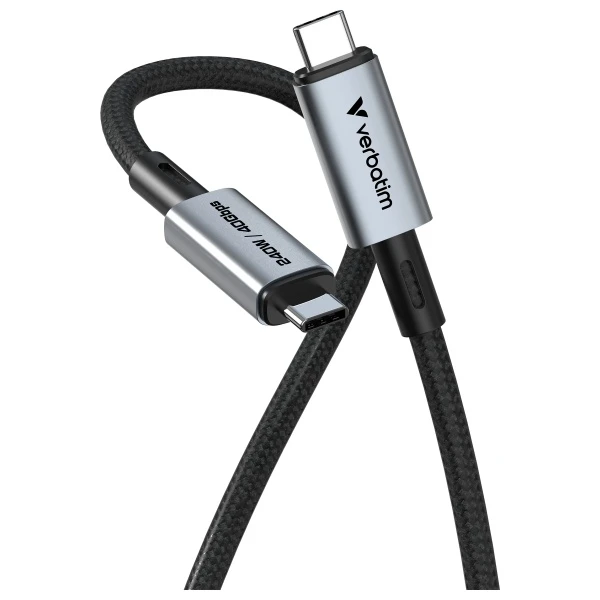 Kabelis Verbatim Sync & Charge USB-C į USB-C 240W 40Gb/s 120cm juodos spalvos 31847 aprašymas - Prekės nuotrauka