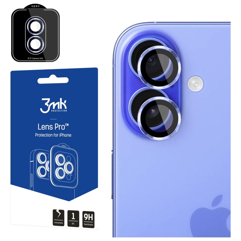 Kameros objektyvo apsauga 3MK Lens Protection Pro, skirta iPhone 17, mėlyna aprašymas - Prekės nuotrauka