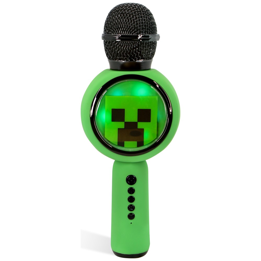 Karaoke mikrofonas su LED apšvietimu ir belaidžiu garsiakalbiu OTL Minecraft Creeper aprašymas - Prekės nuotrauka