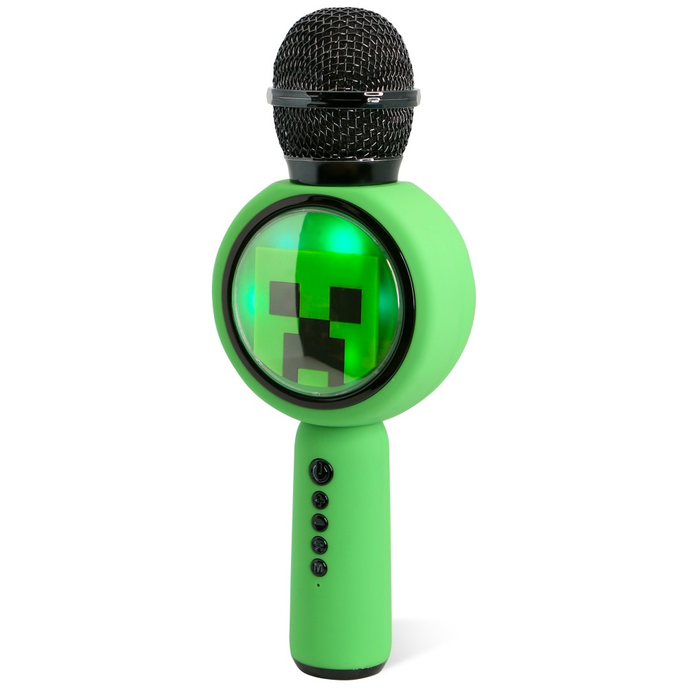 Karaoke mikrofonas su LED apšvietimu ir belaidžiu garsiakalbiu OTL Minecraft Creeper aprašymas - Prekės nuotrauka