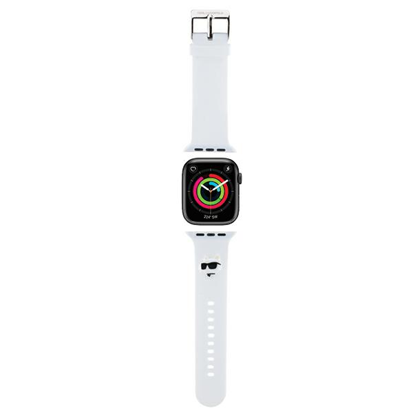 Karl Lagerfeld apyrankė KLAWLSLCNH Apple Watch 42/44/45/49mm baltos spalvos apyrankė 3D Rubber Choupette Head aprašymas - Prekės nuotrauka