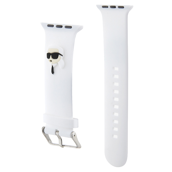 Karl Lagerfeld apyrankė KLAWMSLKNH AppleWatch 38/40/41mm baltos spalvos apyrankė 3D Rubber Karl Head aprašymas - Prekės nuotrauka