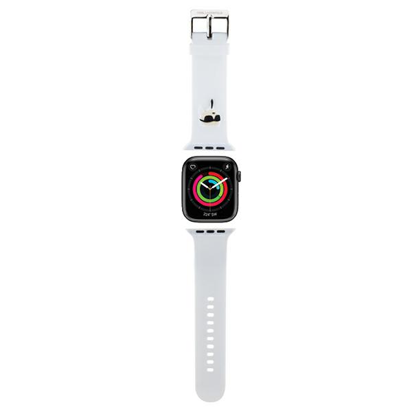 Karl Lagerfeld apyrankė KLAWMSLKNH AppleWatch 38/40/41mm baltos spalvos apyrankė 3D Rubber Karl Head aprašymas - Prekės nuotrauka