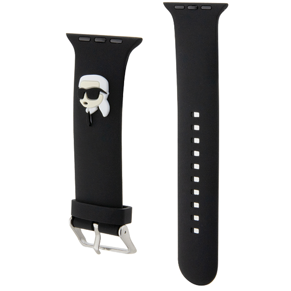 Karl Lagerfeld apyrankė KLAWMSLKNK AppleWatch 38/40/41mm juodos spalvos apyrankė 3D Rubber Karl Head aprašymas - Prekės nuotrauka