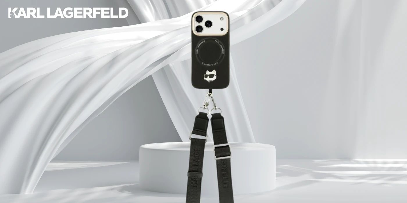 Karl Lagerfeld Big Strap Choupette Metal Logo MagSafe dėklas skirtas Apple iPhone 17 Pro Max juodos spalvos aprašymas - Prekės nuotrauka