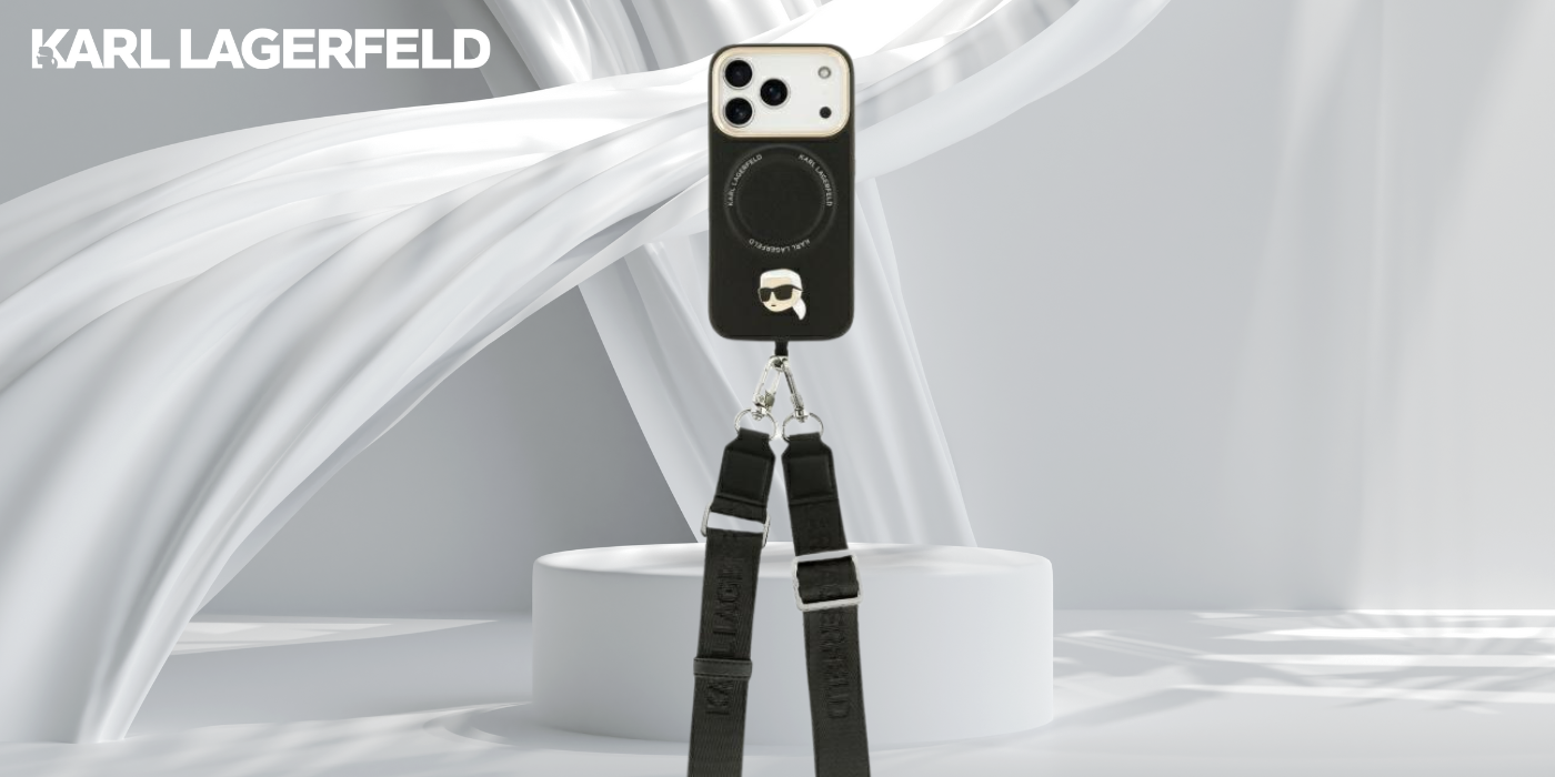 Karl Lagerfeld Big Strap Karl Metal Logo MagSafe dėklas skirtas Apple iPhone 17 Pro Juodas aprašymas - Prekės nuotrauka