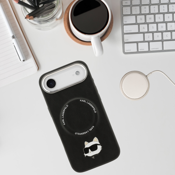 Karl Lagerfeld Choupette Pin MagSafe dėklas Apple iPhone Air juodos spalvos aprašymas - Prekės nuotrauka