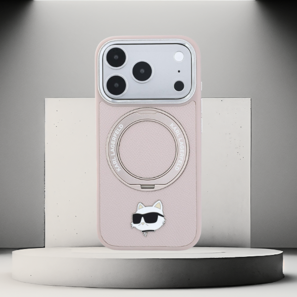 Karl Lagerfeld dėklas su 360° žiediniu stovu Choupette Head Pin MagSafe, skirtas iPhone 18 Pro Max / 17 Pro Max aprašymas - Prekės nuotrauka