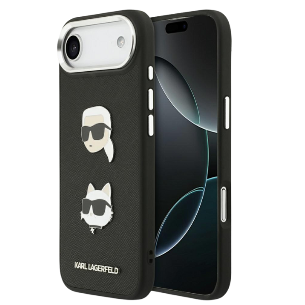Karl Lagerfeld FW Grained Karl & Choupette Heads Pins & Logo Dėklas Apple iPhone Air juodos spalvos aprašymas - Prekės nuotrauka Karl Lagerfeld FW Grained Karl & Choupette Heads Pins & Logo Dėklas Apple iPhone Air juodos spalvos aprašymas - Prekės nuotrauka