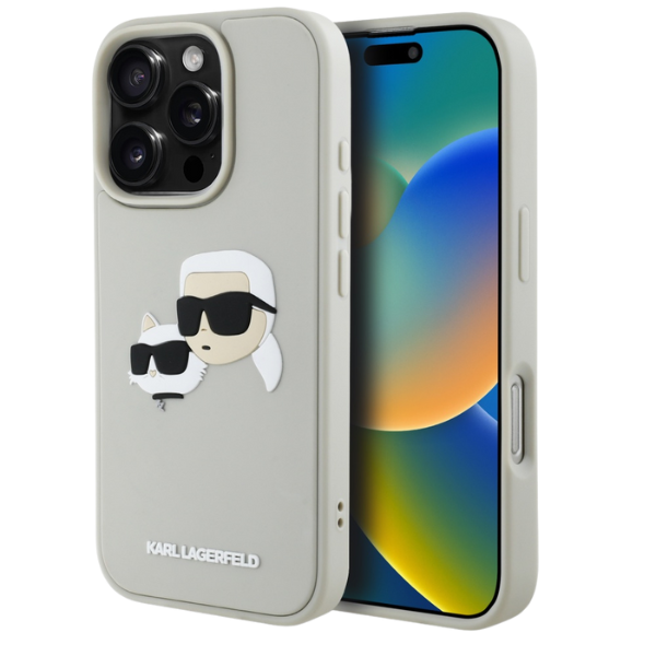 Dėklas Karl Lagerfeld HC 3D Rubber Double Heads Apple iPhone 16 Pro smėlio spalva aprašymas - Prekės nuotrauka Dėklas Karl Lagerfeld HC 3D Rubber Double Heads Apple iPhone 16 Pro smėlio spalva aprašymas - Prekės nuotrauka