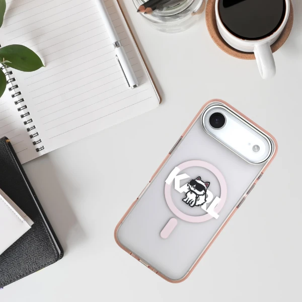 Karl Lagerfeld IML Choupette Sketch Logo MagSafe dėklas Apple iPhone Air rožinės spalvos aprašymas - Prekės nuotrauka