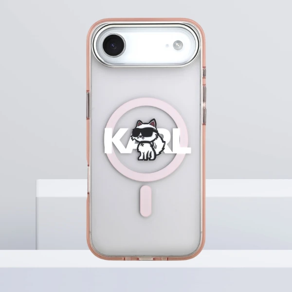 Karl Lagerfeld IML Choupette Sketch Logo MagSafe dėklas Apple iPhone Air rožinės spalvos aprašymas - Prekės nuotrauka
