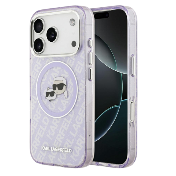 Karl Lagerfeld IML Glitter Karl & Choupette Heads Logo MagSafe dėklas skirtas Apple iPhone 17 Pro Violetinė aprašymas - Prekės nuotrauka Karl Lagerfeld IML Glitter Karl & Choupette Heads Logo MagSafe dėklas skirtas Apple iPhone 17 Pro Violetinė aprašymas - Prekės nuotrauka