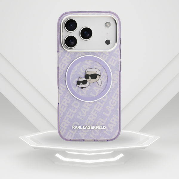 Karl Lagerfeld IML Glitter Karl & Choupette Heads Logo MagSafe dėklas skirtas Apple iPhone 17 Pro Violetinė aprašymas - Prekės nuotrauka Karl Lagerfeld IML Glitter Karl & Choupette Heads Logo MagSafe dėklas skirtas Apple iPhone 17 Pro Violetinė aprašymas - Prekės nuotrauka