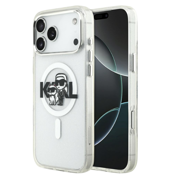 Karl Lagerfeld IML Glitter Karl & Choupette Sketch Logo MagSafe dėklas skirtas Apple iPhone 17 Pro Max Clear aprašymas - Prekės nuotrauka Karl Lagerfeld IML Glitter Karl & Choupette Sketch Logo MagSafe dėklas skirtas Apple iPhone 17 Pro Max Clear aprašymas - Prekės nuotrauka